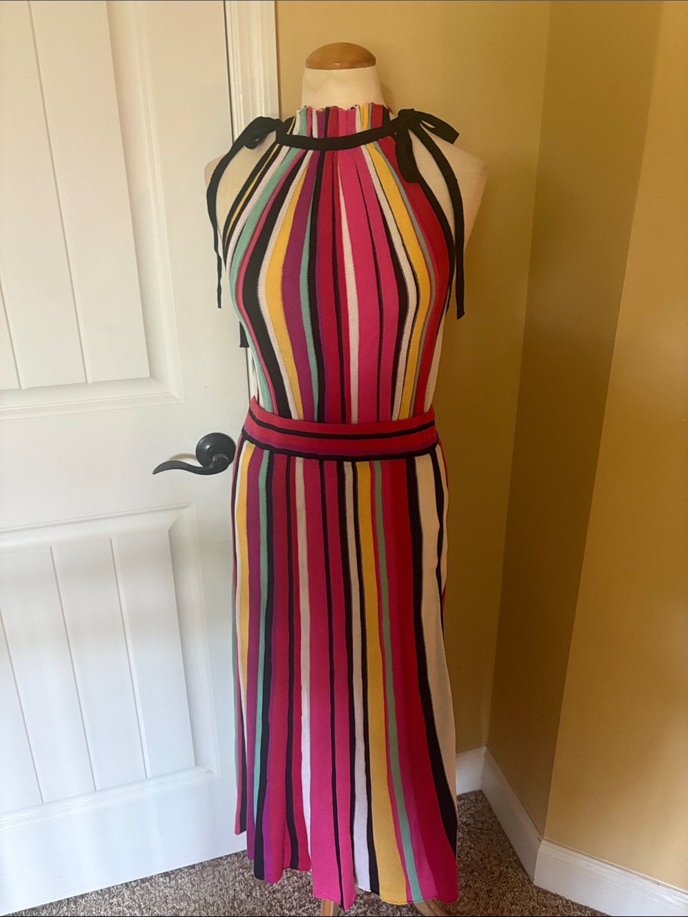 New York & Company Multicolor Vertical Stripe Halter Skirt Set